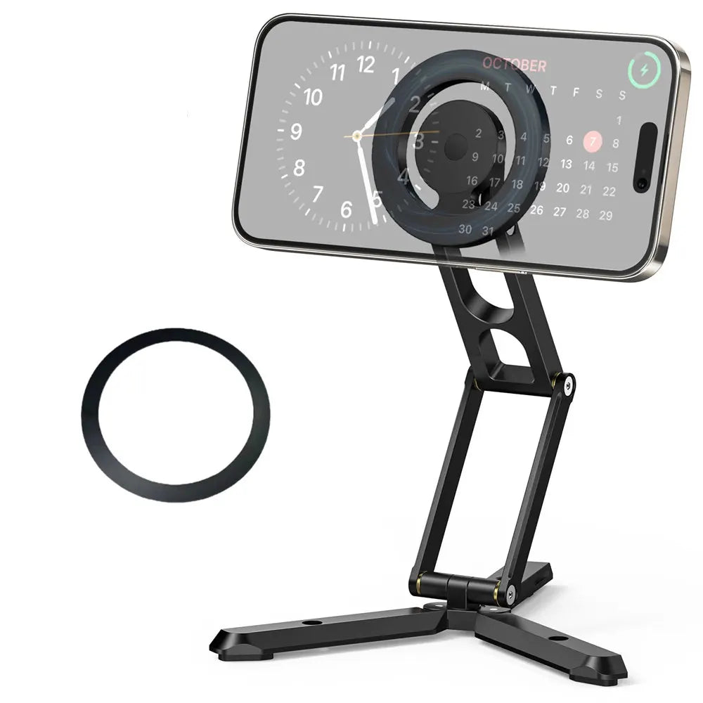 2025 Foldable Magnetic Phone Tripod Stand and Selfie Stick with Desktop Magnet Holder for iPhone 15/14/13/12 and Samsung MagSafe Cases