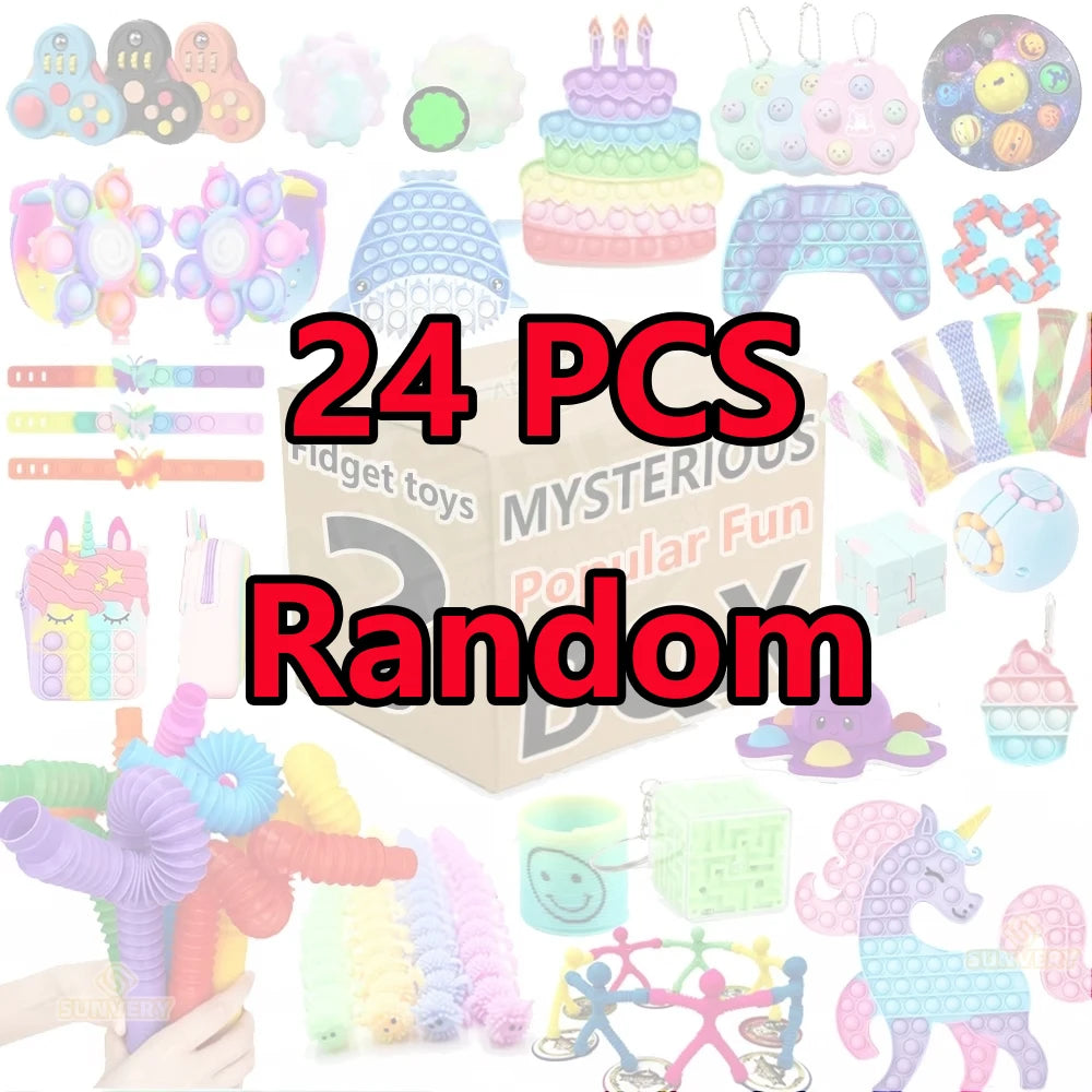 Randomized Fidget Toy Collection - 6 to 24 Pieces of Stress Relief Gifts for Children and Adults in Blind Box Packaging