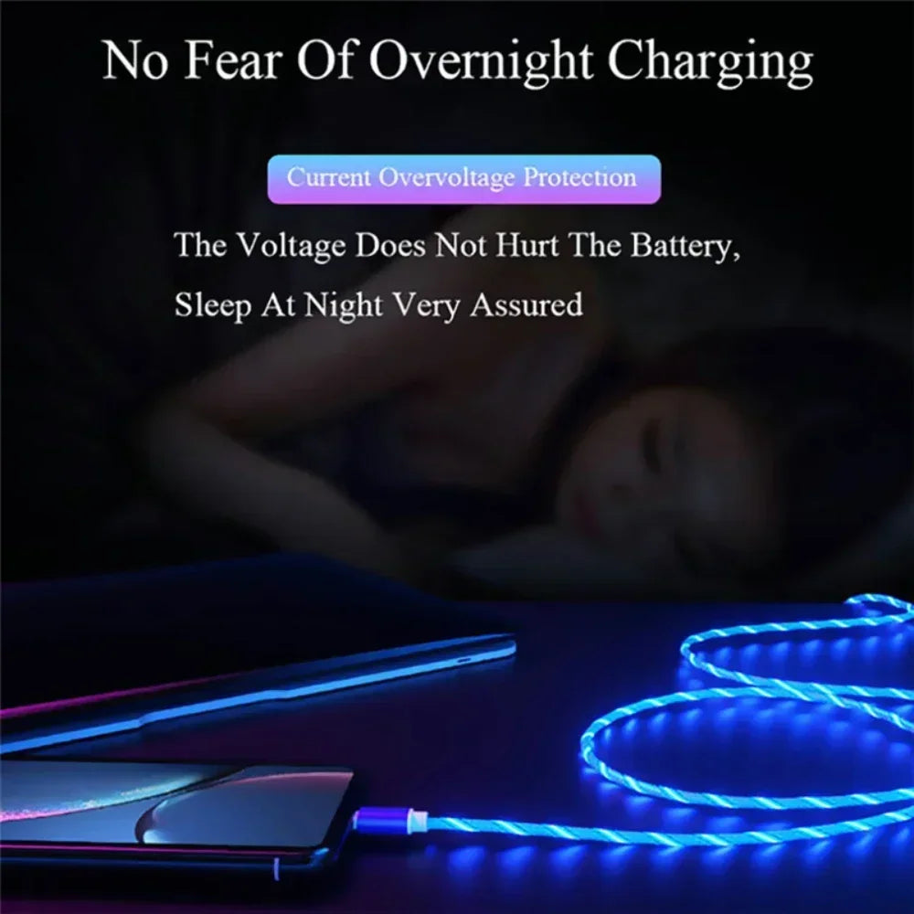 High-Speed USB Type-C Charging Cable with LED Light and 3A Fast Charging Capability