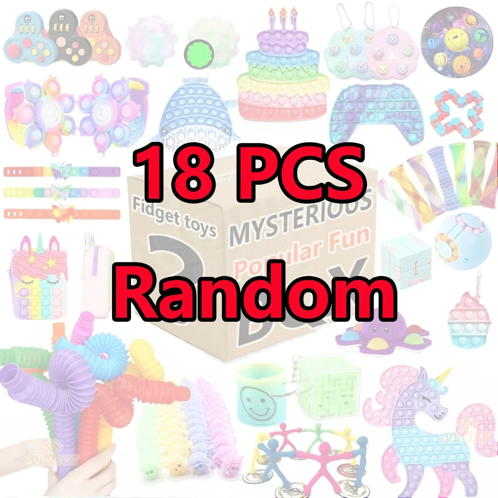 Randomized Fidget Toy Collection - 6 to 24 Pieces of Stress Relief Gifts for Children and Adults in Blind Box Packaging