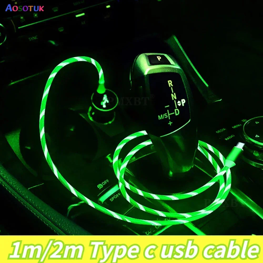 High-Speed USB Type-C Charging Cable with LED Light and 3A Fast Charging Capability