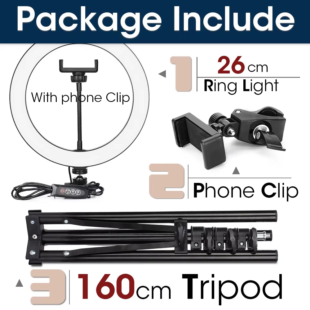 Professional LED Ring Light with Tripod Stand for Mobile Photography and Live Streaming