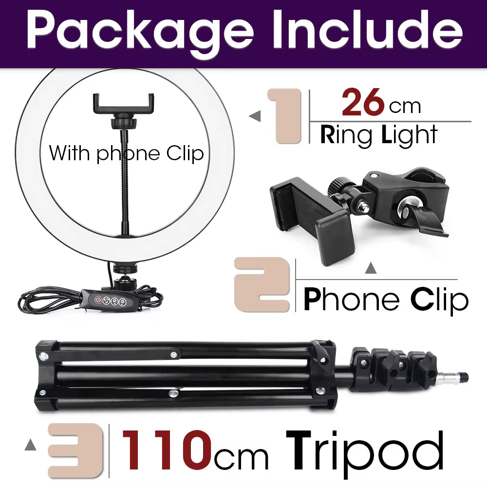 Professional LED Ring Light with Tripod Stand for Mobile Photography and Live Streaming