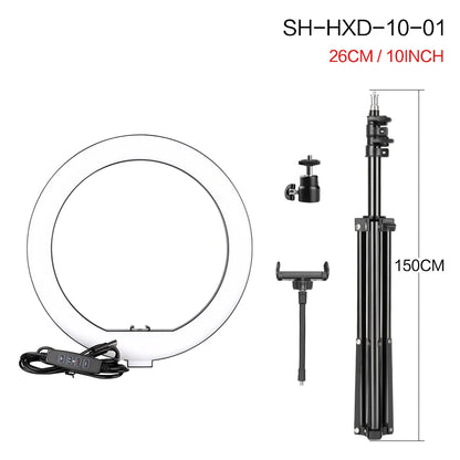10Inch/26Cm LED Selfie Ring Light with Tripod Dimmable Ring Lamp Photography with Phone Holder for Makeup Video