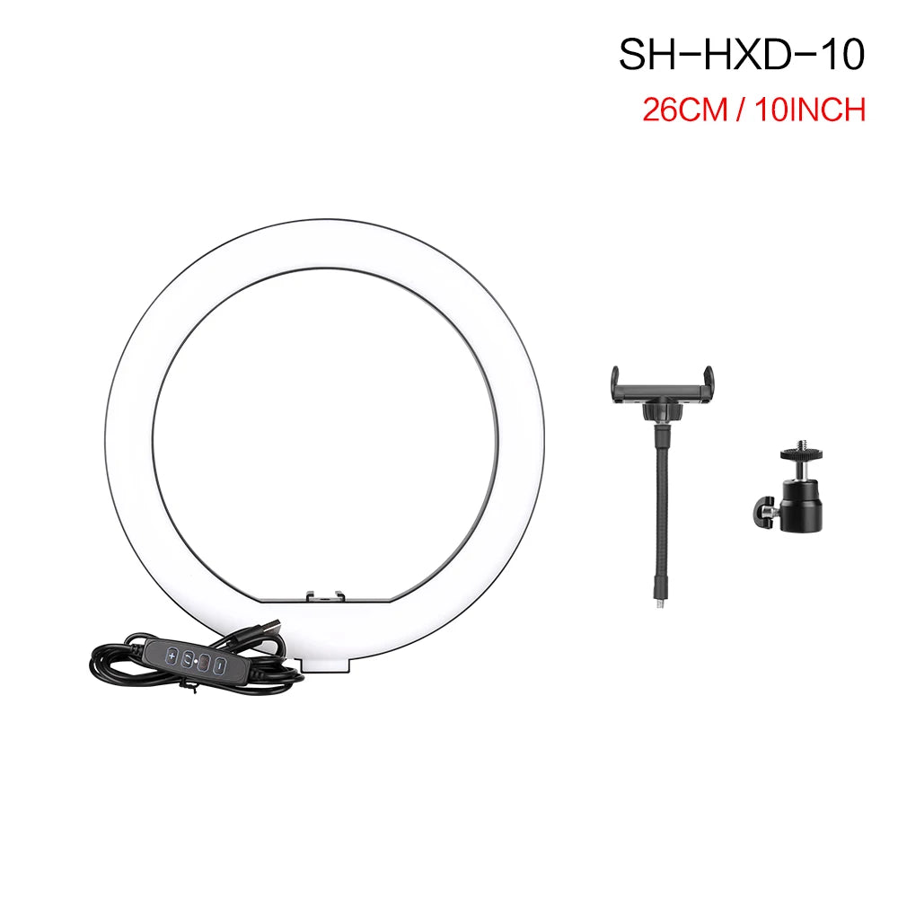 10Inch/26Cm LED Selfie Ring Light with Tripod Dimmable Ring Lamp Photography with Phone Holder for Makeup Video