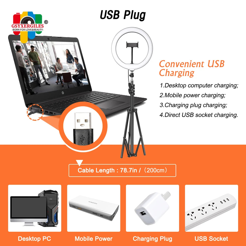 10Inch/26Cm LED Selfie Ring Light with Tripod Dimmable Ring Lamp Photography with Phone Holder for Makeup Video