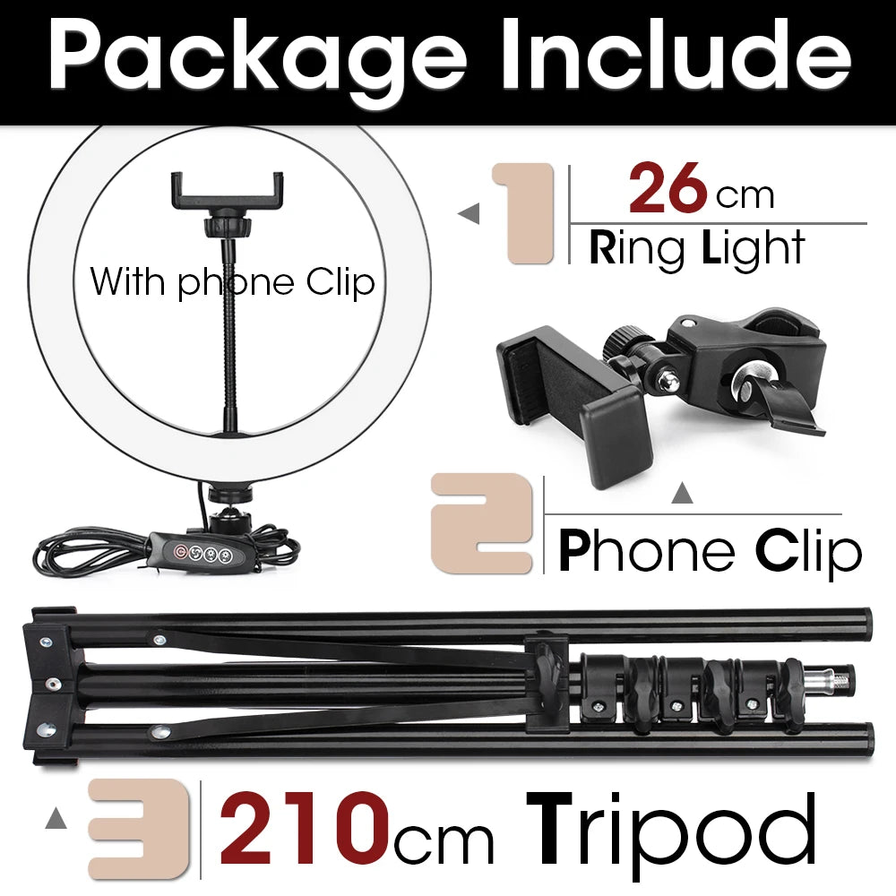 Professional LED Ring Light with Tripod Stand for Mobile Photography and Live Streaming