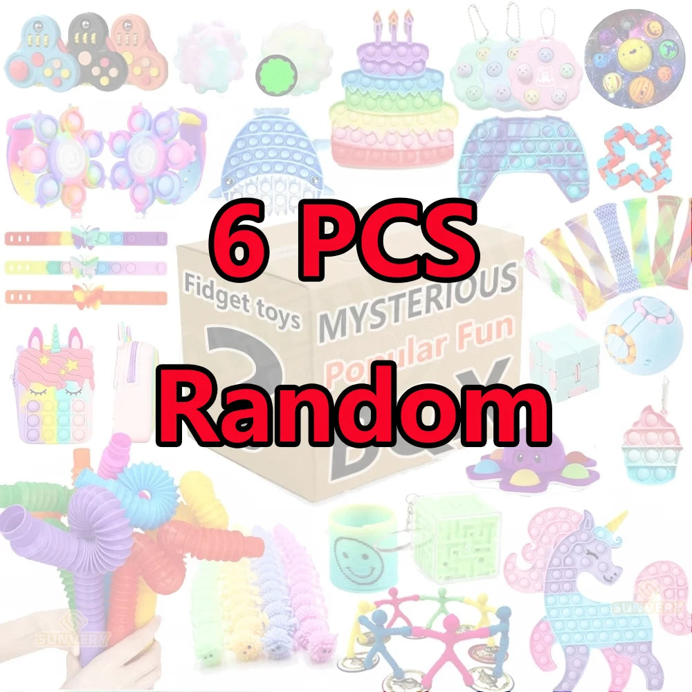 Randomized Fidget Toy Collection - 6 to 24 Pieces of Stress Relief Gifts for Children and Adults in Blind Box Packaging