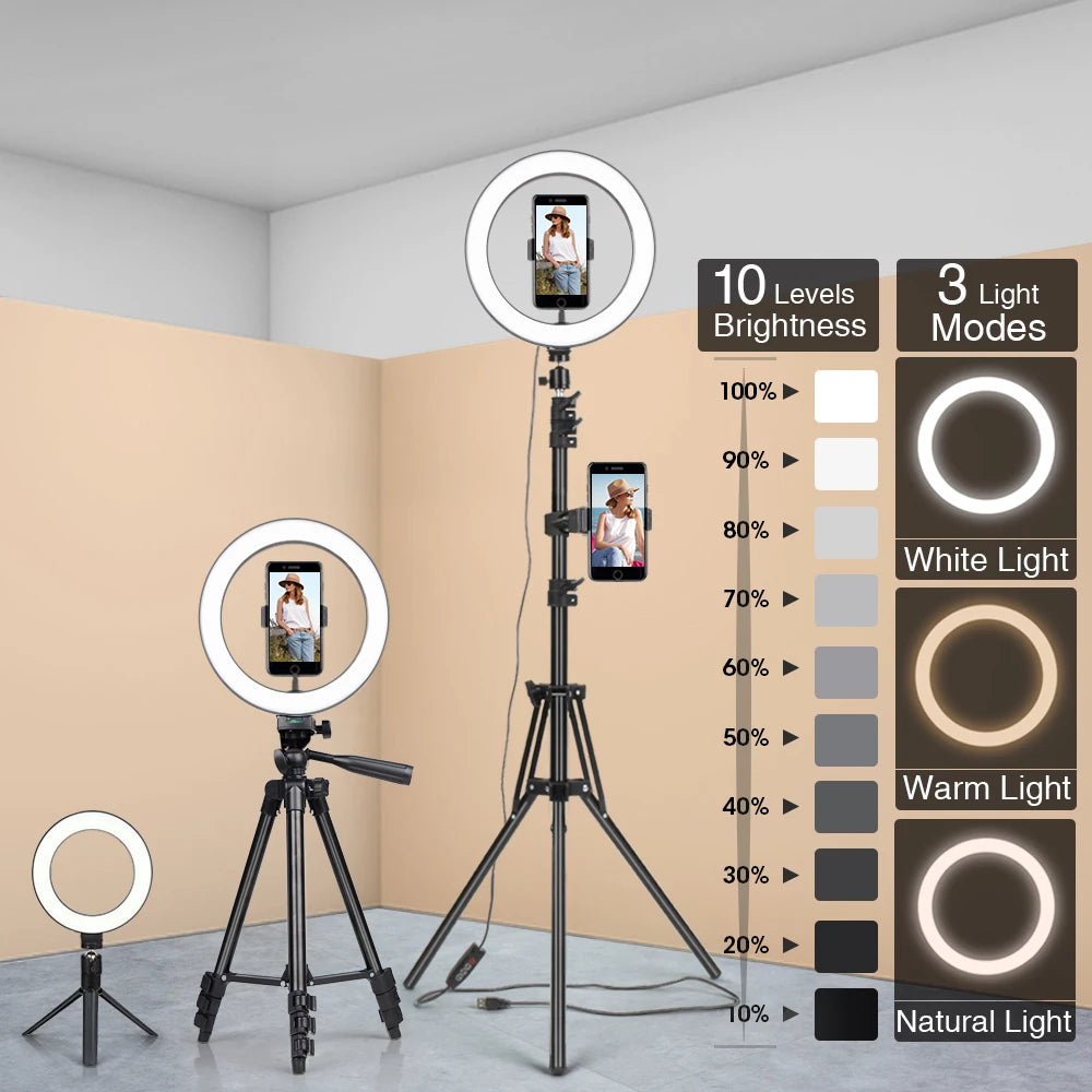 Professional LED Ring Light with Tripod Stand for Mobile Photography and Live Streaming