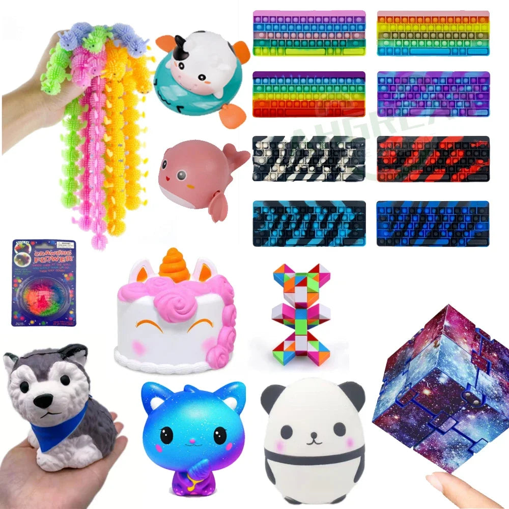 Randomized Fidget Toy Collection - 6 to 24 Pieces of Stress Relief Gifts for Children and Adults in Blind Box Packaging