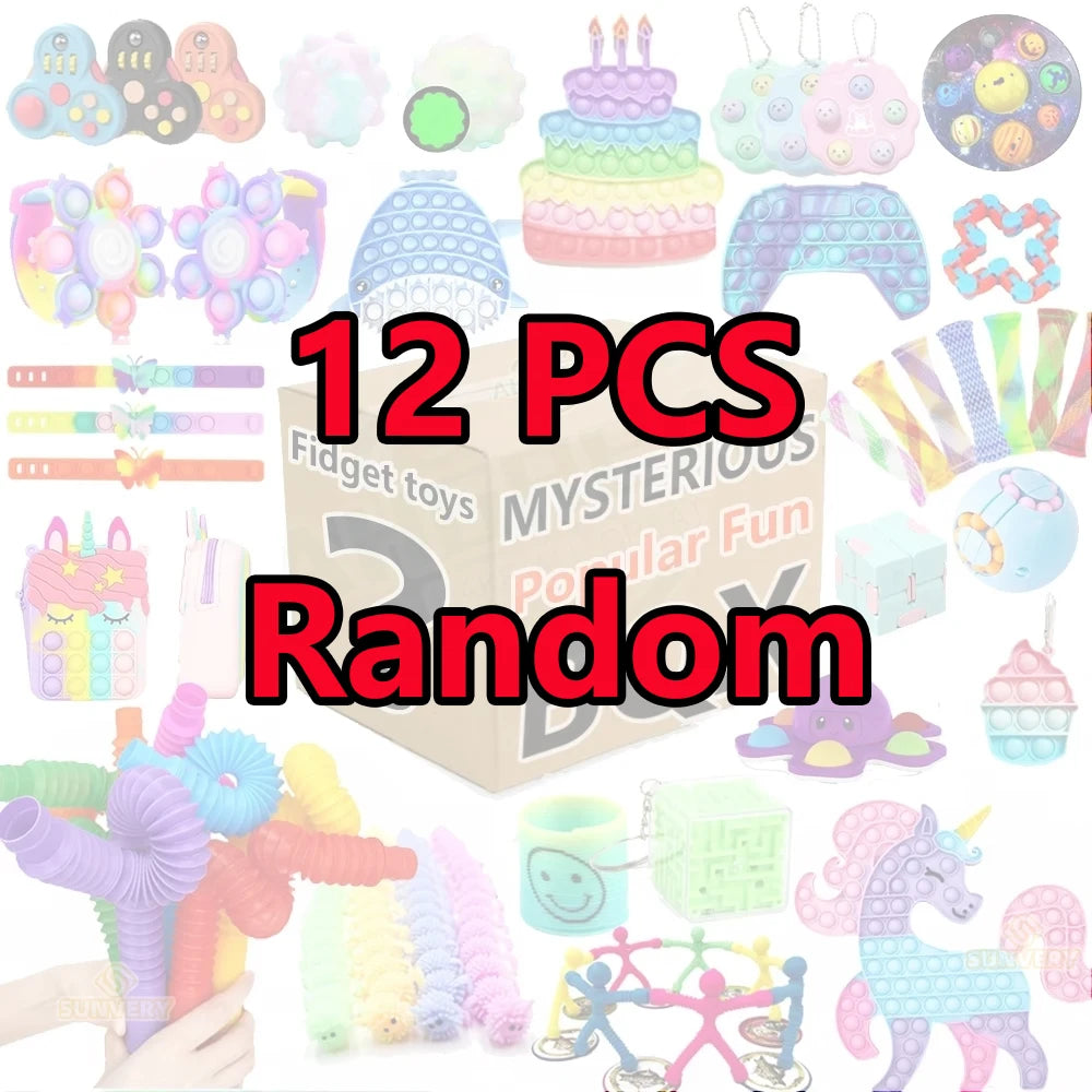 Randomized Fidget Toy Collection - 6 to 24 Pieces of Stress Relief Gifts for Children and Adults in Blind Box Packaging